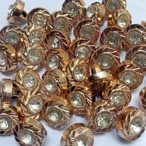 100pcs Kancing Baju Jamur Permata Miring Emas Bulat Segi Delapan/Diameter 10mm/1cm