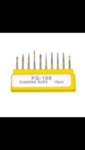 bur poles kuning untuk gigi Diamond bur FB105 1 set isi 10pcs