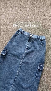 ROK CARGO WANITA//ROK JEANS CARGO WANITA//ROK CARGO BELEKAN DEPAN WANITA MODEL KOREAN STYLE