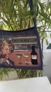 Túi 2hand đeo vai dạng tote da phối vải họa tiết xinh xỉu - T775