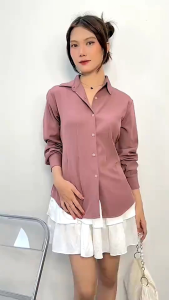 Kemeja Wanita Elsira Blouse Polos Atasan Lengan Panjang Simpel Elegan Outfit Cewek Kuliah Kekinian