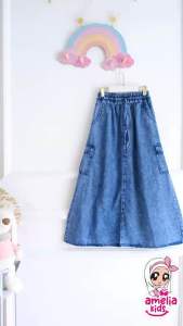 [[ New Arrival ]] Setelan Baju Muslim Anak Perempuan Kemeja & Rok Jeans Winka Set