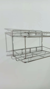 KỆ TREO TƯỜNG KỆ ÚP CHÉN BÁT INOX 2TẦNG CÓ ĐĨA CÓ MÓC LÙA.