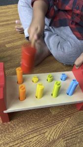 Montessori Wooden Hammering Pounding Toys Color Recognition for Infant Kids