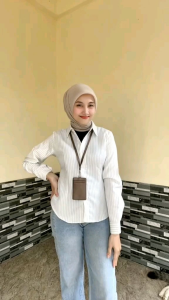 Luna Stripe Longsleeve Kemeja Fitted Kemeja Wanita Press body Kemeja Slimfit Wanita Atasan Fit Body