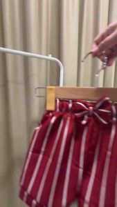 กางเกงขาสั้นเด็กหญิง ผ้านิ่ม เอวยางยืด สินค้าพร้อมส่ง ลายริ้ว ฟันเด็ก