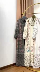 Gamis Ceruty Set hijab Ld 110 Cm Pb 140 Cm