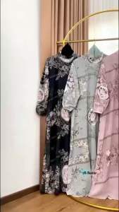 Gamis Bahan Ceruty Babydoll Plus Hijab Ld 110 Cm Pb 140 Cm