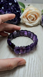 Natural Uruguay Purple Amethyst Papan Bracelet 19mm*10mm天然乌拉圭紫水晶手排手串
