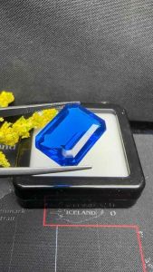 แพซ พลอย LAB MADE 100%. น้ําเงิน เนื้ออ่อน ของเทียม LAB MADE BLUE SPINEL OCTAGON (1 เม็ด) ขนาด 13X18MM .น้ําหนัก 17 กะรัต carats