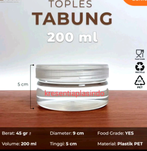 toples plastik 200 ml bahan pet dan tebal isi 6 pcs