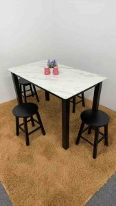 ❤️familystar2u – 917 Esotop Marble Laminate Marble 2.5x4 70x120cm Top white and black leg Dining table Meja makan Furniture Cafer Table