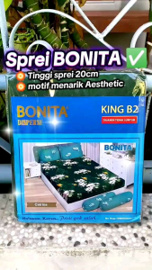 Bonita Sprei Ukuran 180x200x20cm King Size Motif Minimalis Bunga Bahan  MicroTex Lembut Nyaman Tidak Luntur