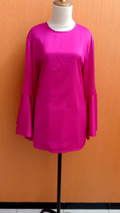 mini midi dress wanita fushia pink MEWAH cute L XL cewek PESTA lengan terompet