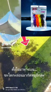 เหยื่อ skipping 💥1 ซอง ตกปลาช่อนหมูสไลด์ mini 8 กรัม ซองนึงมี 4 ตัว(ยางพิเศษขึ้น) แถมเบ็ด 1 ตัว 3/0