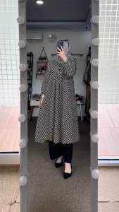 Oneset ghina daily crinkle wanita setelan celana wanita setelan long tunik