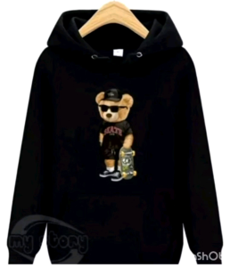 Hoodie Streetwear Pria Wanita Bahan Tebal Gambar Skate Bear