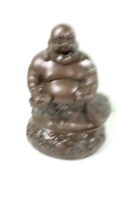 กระถางกำยานองค์พระสังกัจจายน์ยืนถือก้อนทองและถุงเงิน  งานเซรามิคขนาดสูง7นิ้ว