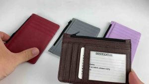 Dompet kartu tipis wanita model slim card holder slot foto dan resleting