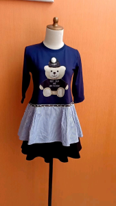 atasan wanita biru motif bear DIESEL TEEN cewek M remaja 13 14 thn cute blouse