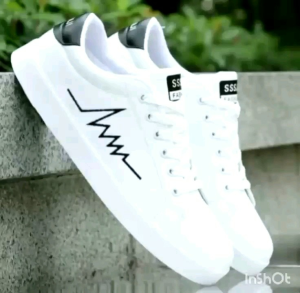 Sepatu putih pria dan wanita kekinian fashion daun