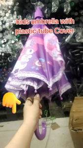 19" Character Umbrella for Boys & Girls with Plastic Tube Cover Weather Protection Lightweight Kids Umbrella