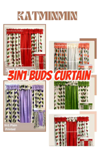 3in1 buds design curtain cream center geena fabric