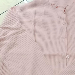 Cardigan Crop Pasteli Atasan Wanita Kriwil Lengan Panjang Polos