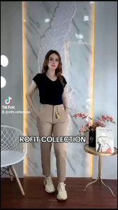 Celana Pensil Scuba Saku Paspol Tebal Premium: Celana Kerja Wanita