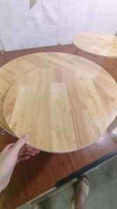 Mặt bàn tròn- gỗ ghép cao su 2 mặt bóng dày 15mm làm bàn ghế cafe bàn học