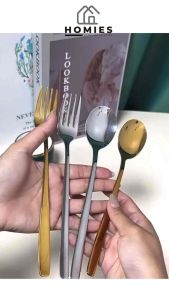 Sendok Garpu Stainless Korea / Korean Spoon Fork Stainless 1 PCS / Alat Makan Korea Sendok Tebal