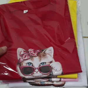 Kaos Gambar Kucing Anak Perempuan dan Anak Laki Laki