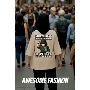 Kaos Wanita Lengan 7/8 Motif Tulisan Punya Niat: Gambar Print Dtf Bisa Buat Seragaman