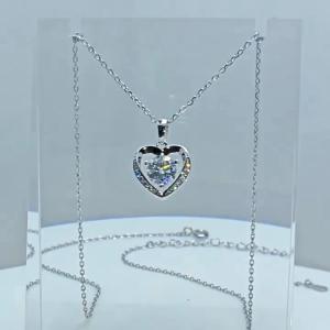 Kalung Original Moissanite Sterling S925 Silver Heart-Shaped GRA MEMO