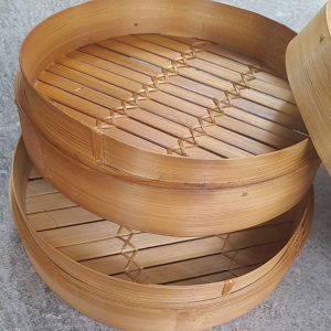 Klakat Bambu Dimsum 30cm 1set 2Wadah+tutup