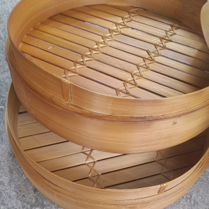 Klakat Bambu Dimsum 30cm Kukusan Bambu 2 Wadah dan 1 Tutup