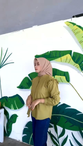 Yurim Blouse Ruffle / Kemeja korean / Atasan Wanita/Kemeja Linen Basic Lengan panjang