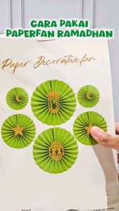 1 set isi 6 PAPERFAN RAMADHAN kipas hijau dekorasi ramadan idul fitri eid mubarak lebaran puasa aksesoris hiasan tempel gantung atap dinding green gold emas murah kertas hias sekolah anak kantor masjid bulan bintang