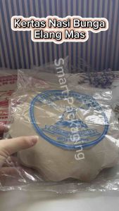 [ISI 100 & 200] ELANG MAS Kertas Nasi Bunga PACK MERAH PACK BIRU / Kertas Minyak Bulat Coklat / Alas Piring Lidi Bambu Rotan / Alas Piring Sekali Pakai