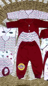 promo Paket Hemat 12 Pcs Baju dan Celana Bayi Baru Lahir Newborn Seri Marun