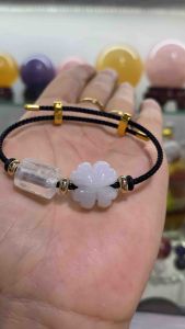 Vòng tay nam nữ lu thống tài lộc đá ưu linh thiên nhiên mic mặt 4 lá may mắn đầu xuôi đuôi lọt mệnh kim-thuỷ