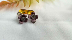 Hijabnur1 - Sepasang Anting Klip Hijab Bunga Kecil Handmade/Anting Jepit Hijab