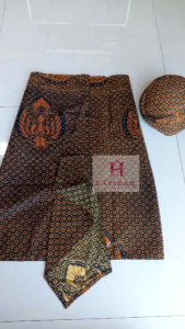 Set Sapit Urang & Blangkon Solo Batik Motif Truntum Garuda Ukuran Lengkap Dewasa Pria Bahan Adem Tidak Luntur