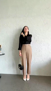 Alexa Pants - Celana Kerja Wanita Kantor Daily Simple Pinggang Karet Belakang