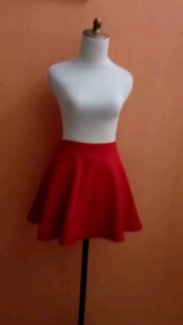 rok mini skirt wanita orange S cewek cute flare merah bata santai remaja 13 14 15thn dewasa