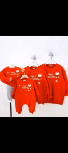 KL Stok Sedia 🇲🇾 Sweater Merah Salji Kecil Krismas Pakaian Ibu Bapa-Anak Pakaian Keluarga Perayaan Baharu ⭐ Christmas Little Snowflake Red Sweater Parent-Child Outfit New Festive Family Outfit 圣诞节小雪花红色卫衣亲子装新款喜庆家庭装欧美风格