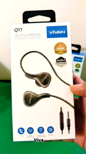 Headset Vivan Q17 Black Earphone in Ear Kabel Stereo Wired Powerfull Bass Headphone