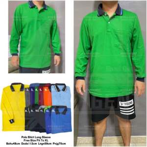 Cotton Jaminan Harga Termurah T-shirts Berkolar Lengan Panjang ada kocek Baju Kerja Long Sleeve Polo
