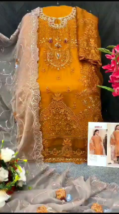 [PRE-ORDER] Ready Made Heavy Organza With Embroidery Sequence Work Suit *Size S-5XL* ( Delivery 15 days )
