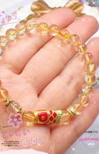 Gelang Tangan Kristal Natural Crystal Citrine with Green Phantom Bracelet 天然水晶黄水晶配绿幽灵手链 年年有余 旗开得胜